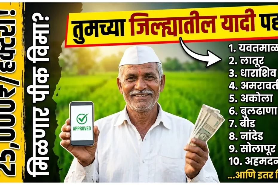 पीक विमा 25000 रुपये प्रति हेक्टरी वाटप