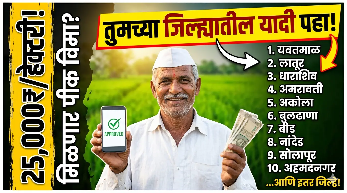 पीक विमा 25000 रुपये प्रति हेक्टरी वाटप